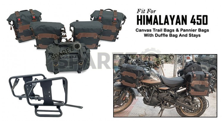 For Royal Enfield Himalayan 450 Trail Pannier Bags and Duffle Bag with Stays D2 - SPAREZO